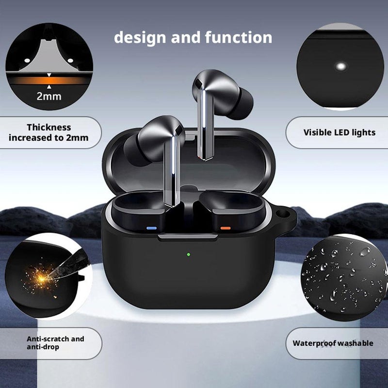 Galaxybuds3 Fe (2025)/buds 3 Pro/buds 3 Earphone Case, Anti-drop Silicone Earphone Protective Cover With Hanging Buckle for Galaxy (black) - Image 5
